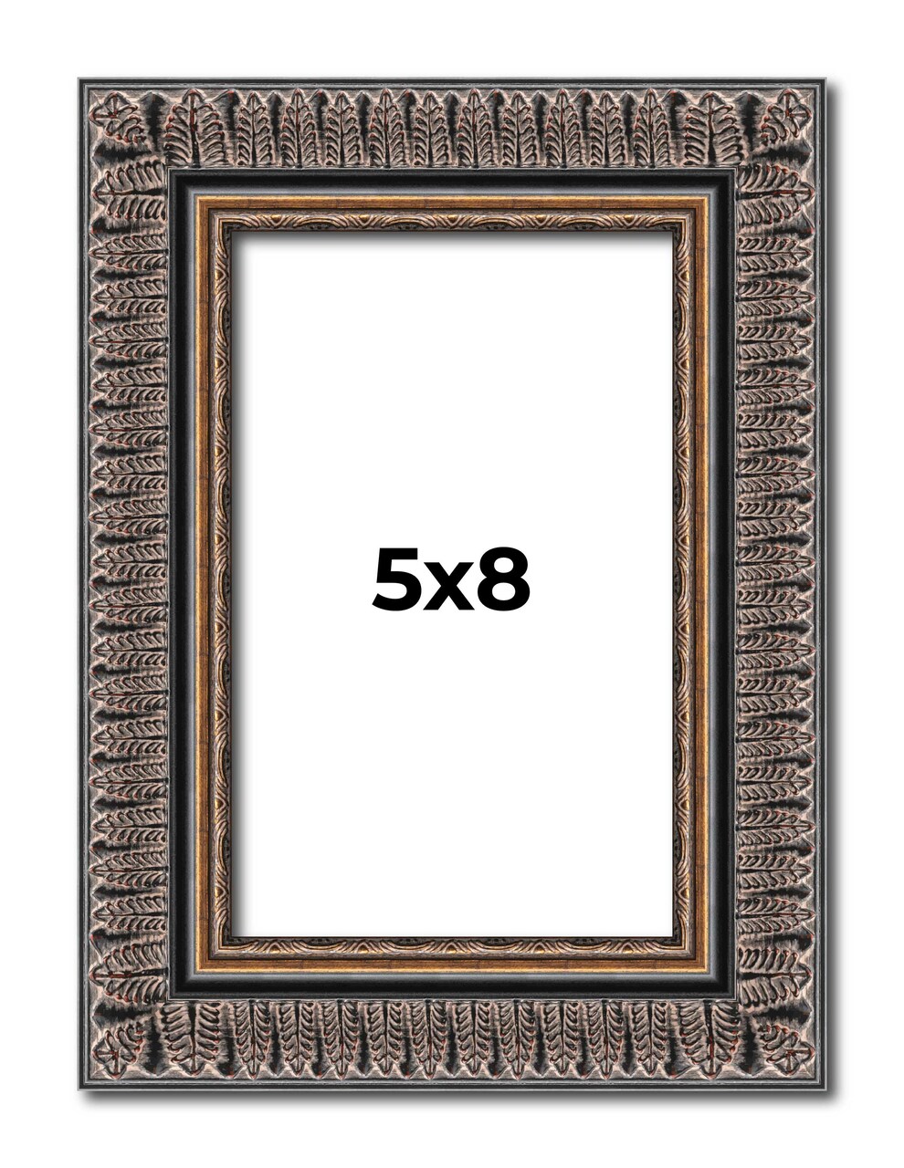 Photo Size Ornate Black Picture Frame - UV Acrylic, Foam Board Backing, Hanging Hardware